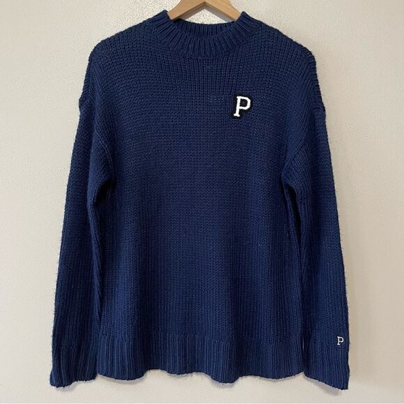 NWT Pink by Victoria’s Secret Dark Blue Boyfriend Pullover Sweater - Size: XS - Picture 2 of 8